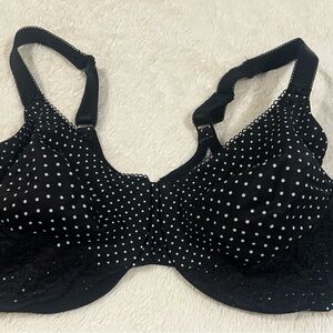 OLGA black lace and polka dot bra bra 40DD